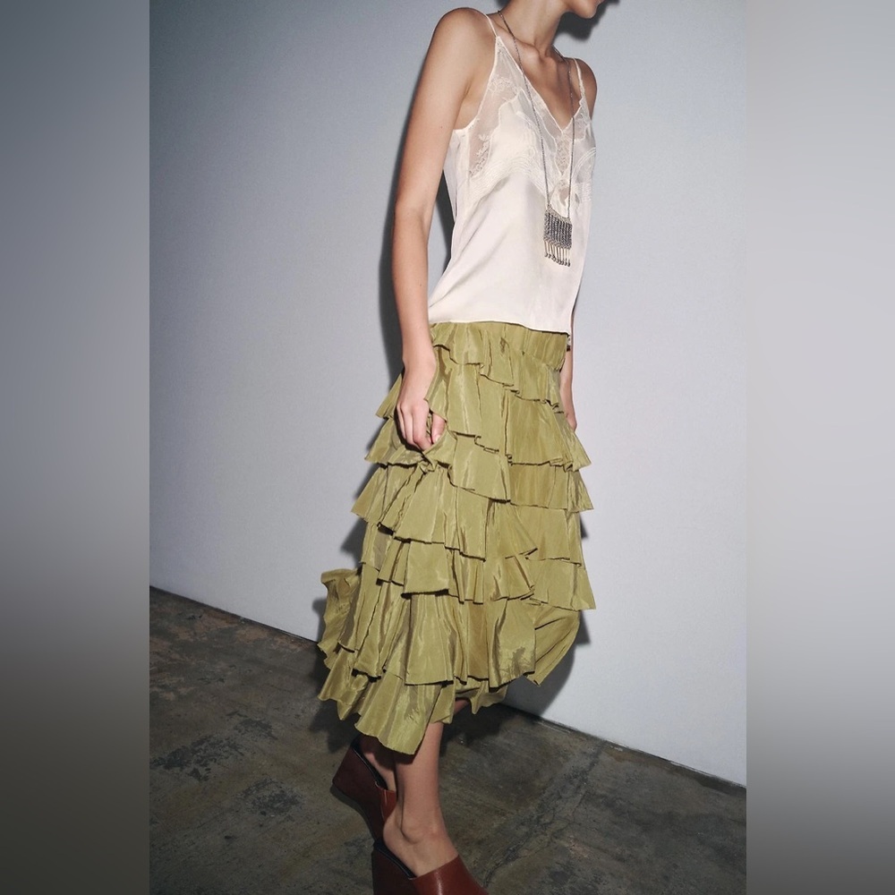 ZW COLLECTION RUFFLED MIDI SKIRT SIZE S ,M, L NWT